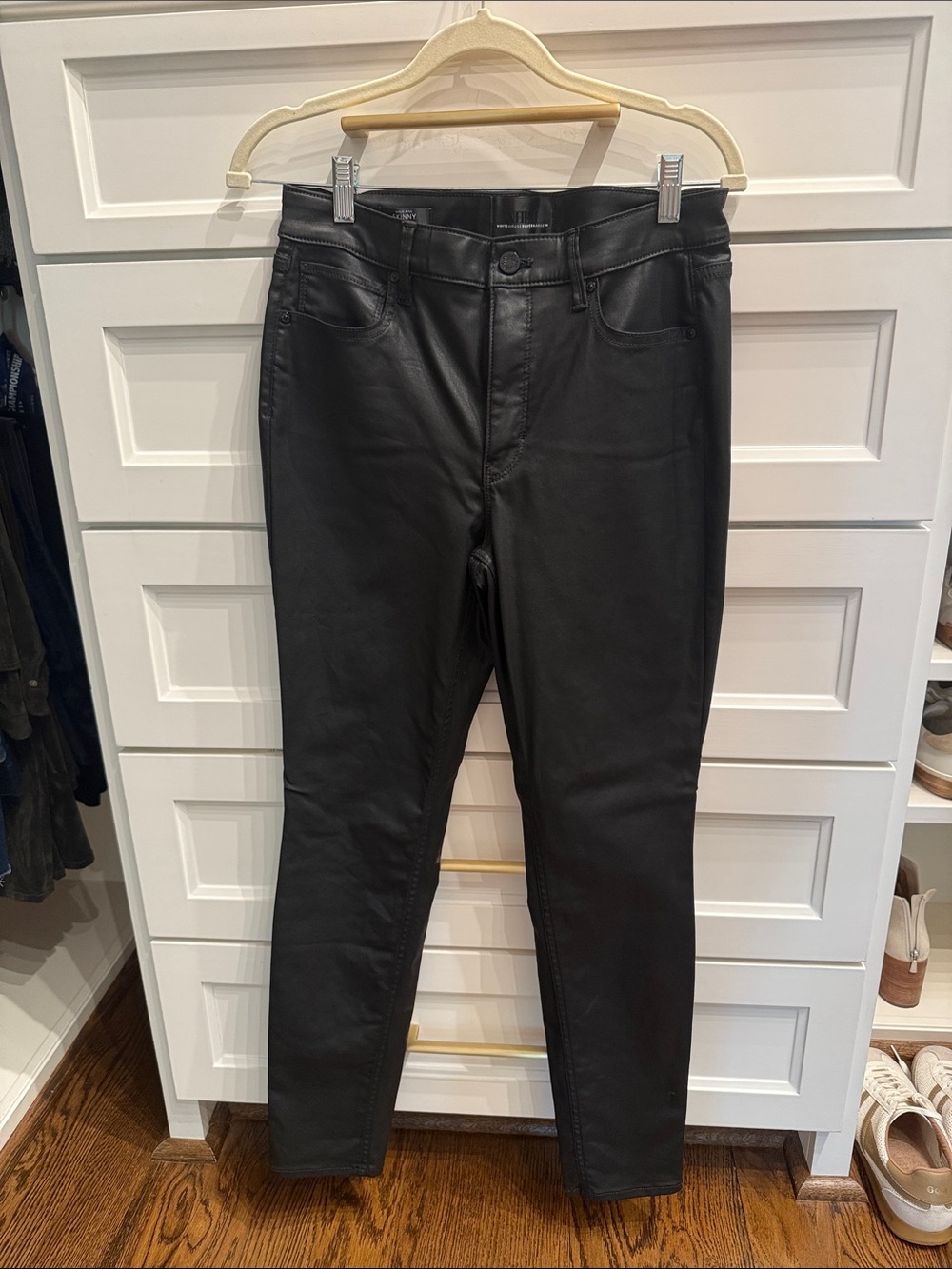 White House Black Market Black Faux Leather Skinny Jeans